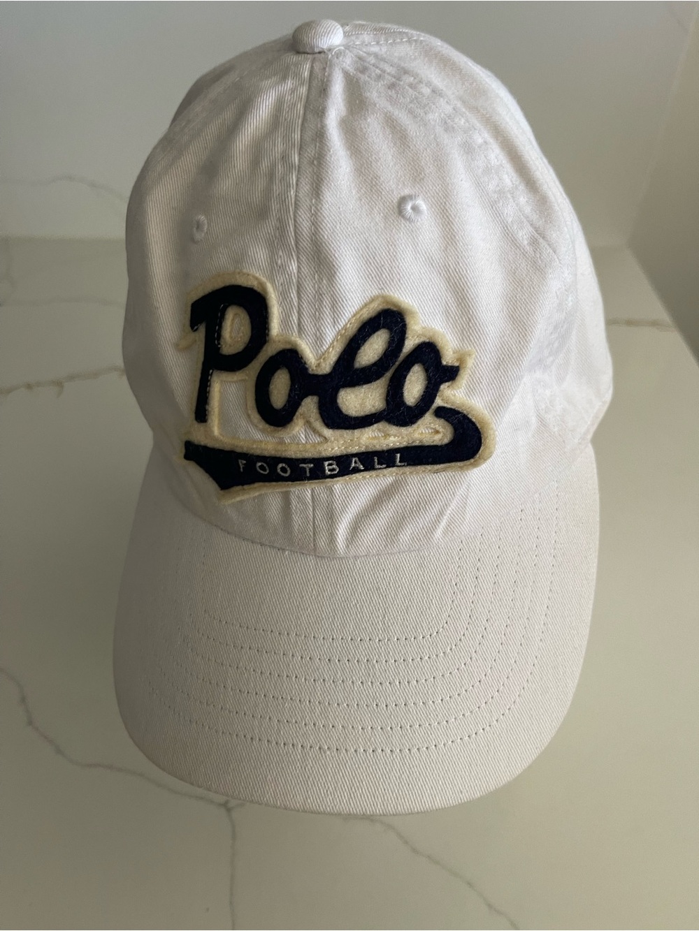 Polo by Ralph Lauren White script Hat Black & Cream Polo Football Patch